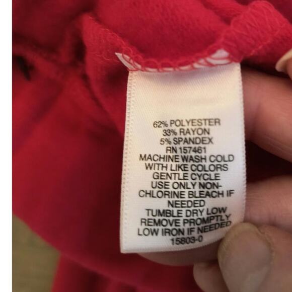 Liz Claiborne Elastic Waist Drawstring Pants Womens XXL Red Pull on Stretch Knit - Picture 11 of 14